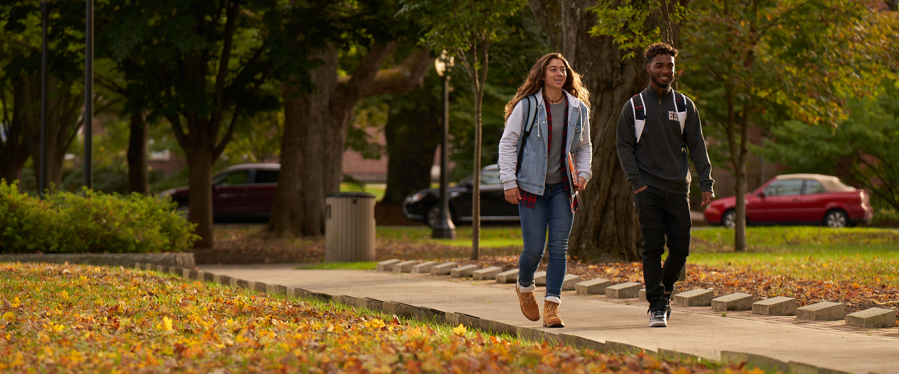 Students walking on campus