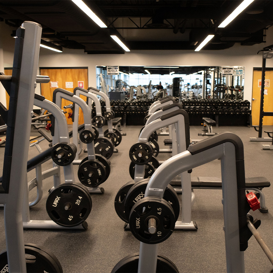 Open equipment at rec center gym