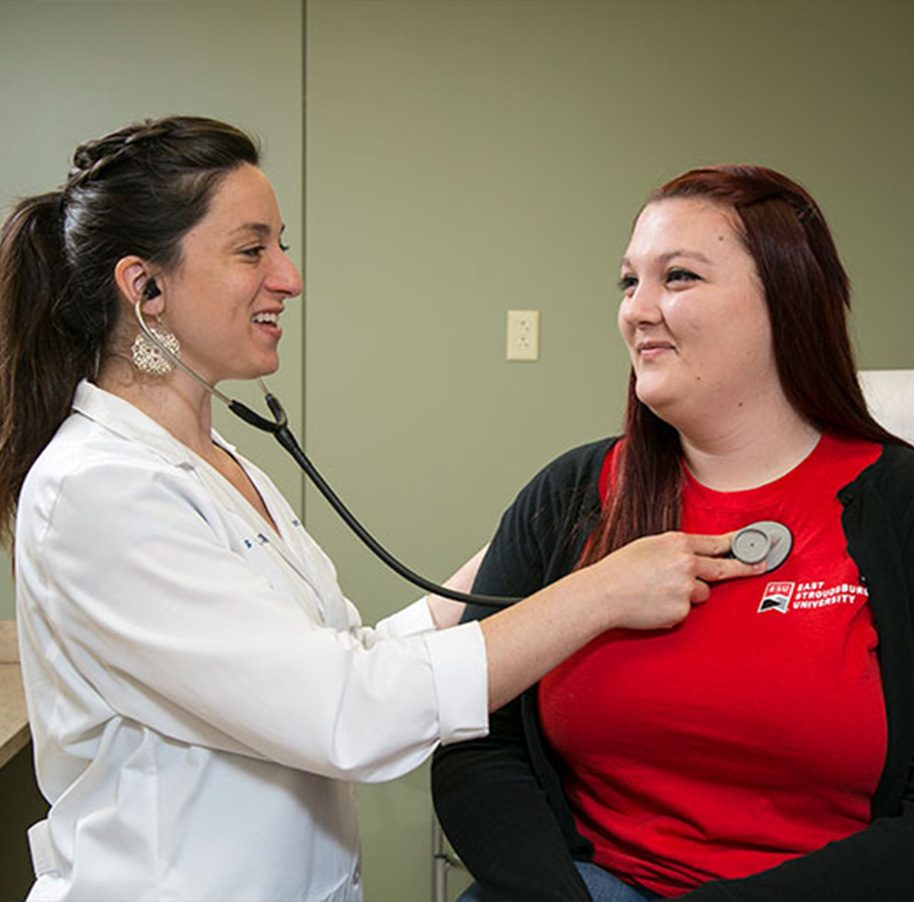 Student being examined by doctor