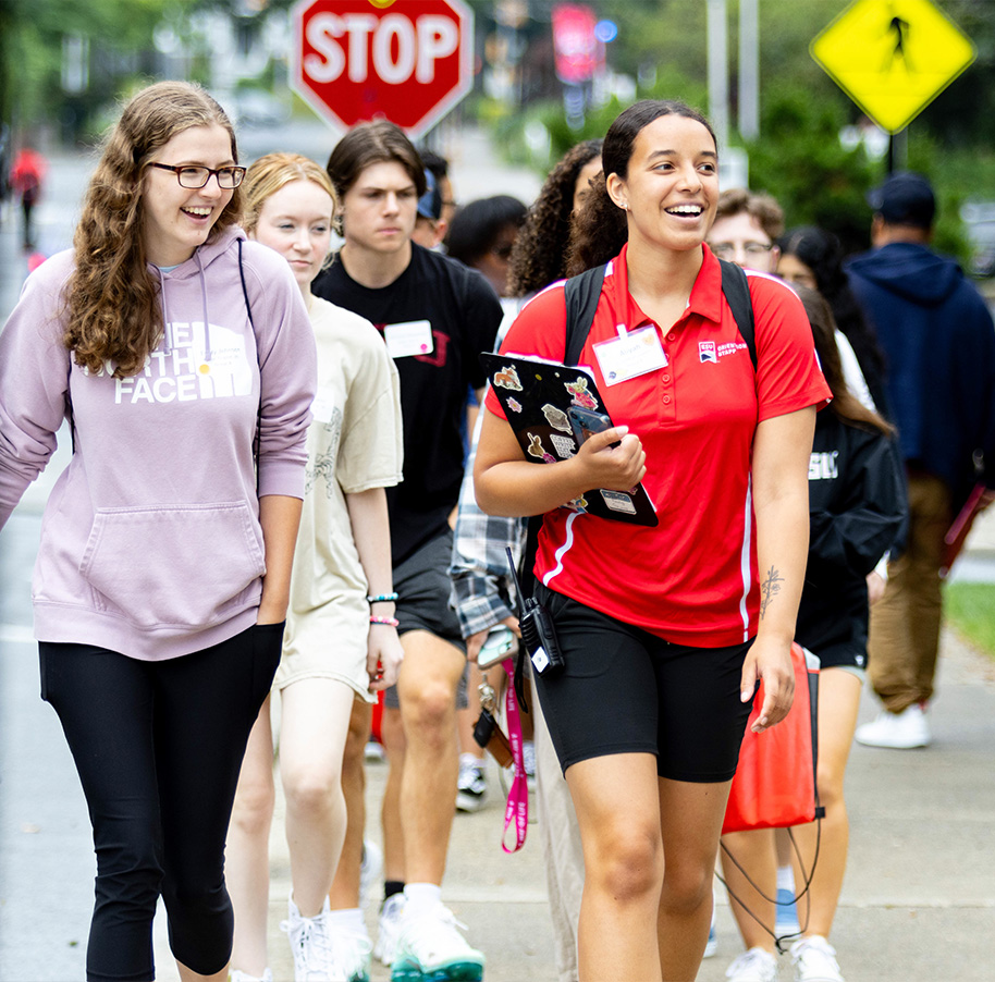 Student following Student assistant