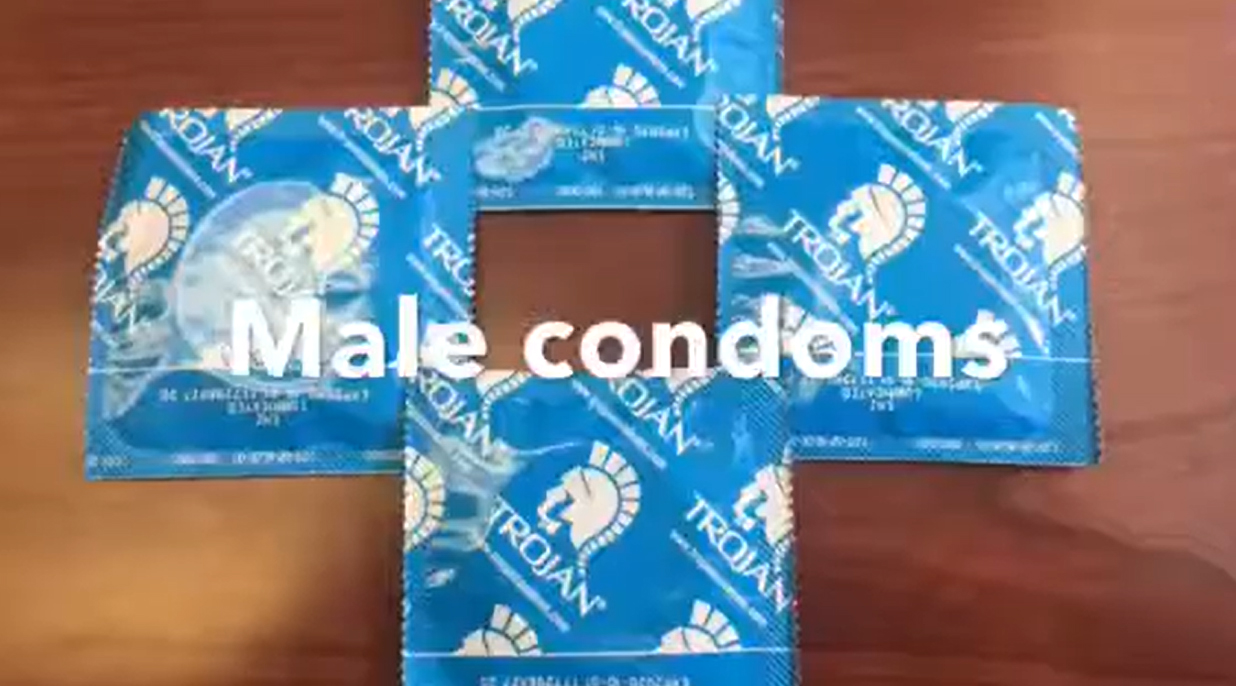 Condoms organized in a plus sign